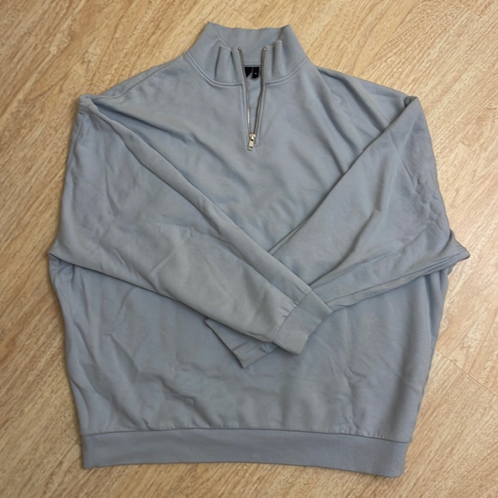 Mens Light Blue Quarter 1/4 Zip Sweatshirt XL